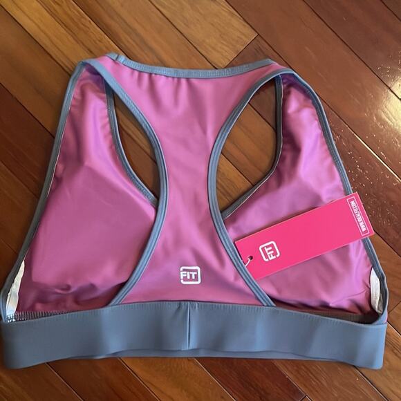 NEW IdealFit Sports Bra Mauve Halter Bra Band Athletic Pink Athleisure Comfort - Picture 4 of 6